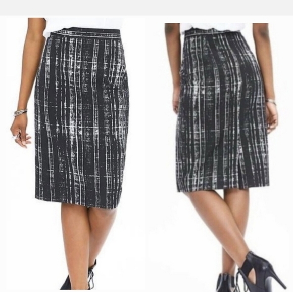 Banana Republic black and white Marble Sloan Pencil skirt  | womans size 4 - Picture 1 of 14